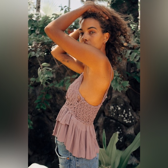 FREE PEOPLE Adella Cami Dusty Mauve Rose Soft Pink - Picture 4 of 9